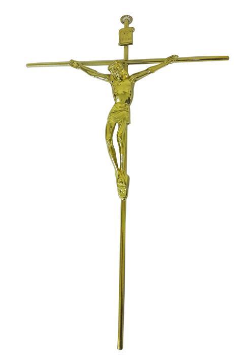 CRUCIFIXO METAL ESTILIZADO REF-38 DOURADO 28X19CM