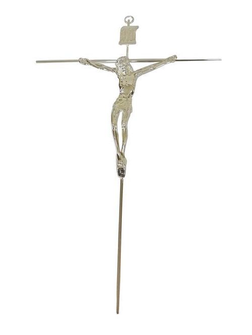 CRUCIFIXO METAL ESTILIZADO REF-38 PRATA 28X19CM
