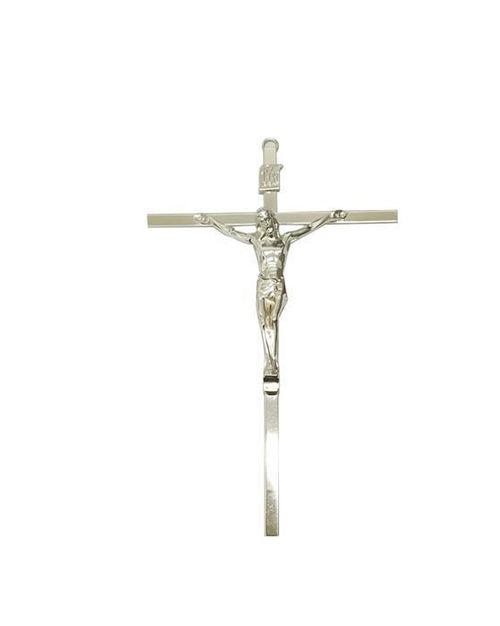 CRUCIFIXO METAL TRADICIONAL CRUZ CHATA PRATA REF 74 24 X 15 CM