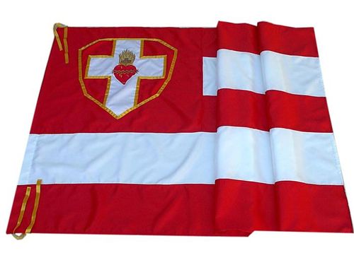 BANDEIRA DO APOSTOLADO CETIM  BORDADO  REF.96 - 130 X 160 CM