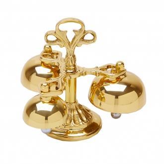 CARRILHAO 3 BADALOS DOURADO REF 7202 14 CM