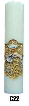 VELA ALTAR BATISMO BCO - 30 X 07 CM - REF C22