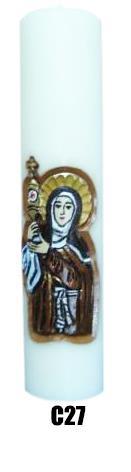 VELA ALTAR ENTALHADA SANTA CLARA - 30 X 07 CM - REF C27