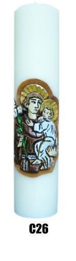 VELA ALTAR ENTALHADA SANTO ANTONIO - 30 X 07 CM - REF C26