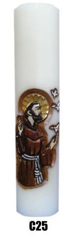 VELA ALTAR ENTALHADA SAO FRANCISCO - 30 X 07 CM - REF C25