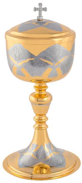CIBORIO SOBRE COPA DESENHADO DOURADO TOTAL REF 9021 - 24,5 X 9,6 CM