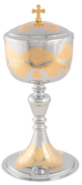 CIBORIO SOBRE COPA DESENHADO DOURADO INTERNO REF 9021 - 24 X 9.3 CM