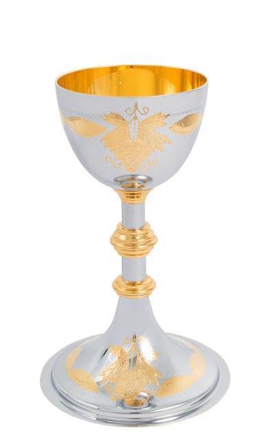 CALICE GRAVADO DOURADO INTERNO 8,3 X 18,5 CM