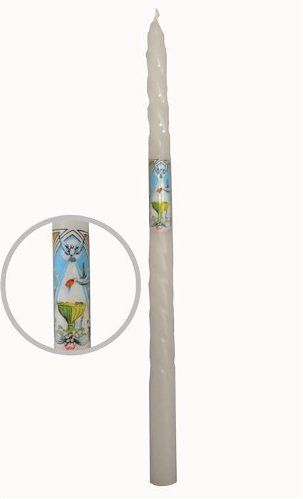 VELA PARAFINA BATISMO TORNEADA FUSSI - 29 CM