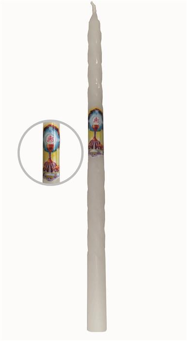VELA PARAFINA TORNEADA EUCARISTIA  FUSSI - 29 CM